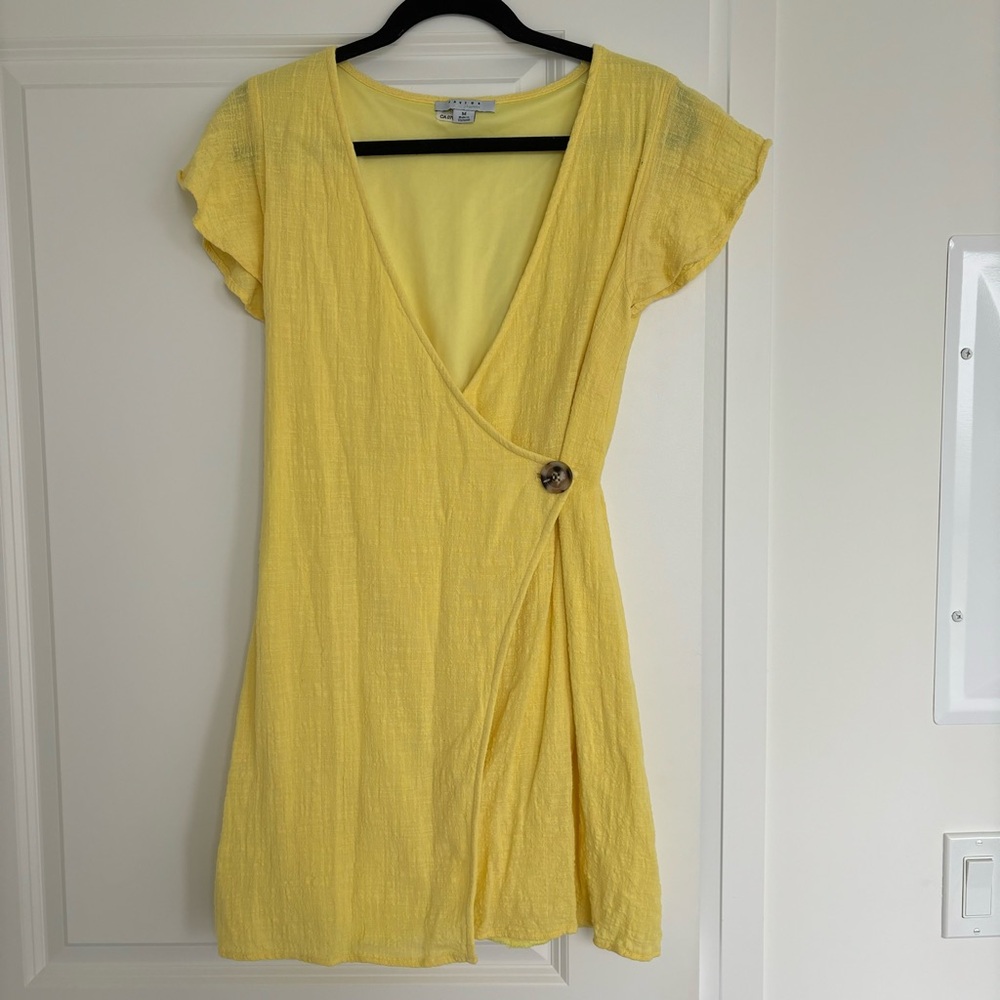 Yellow Mini Wrap Dress